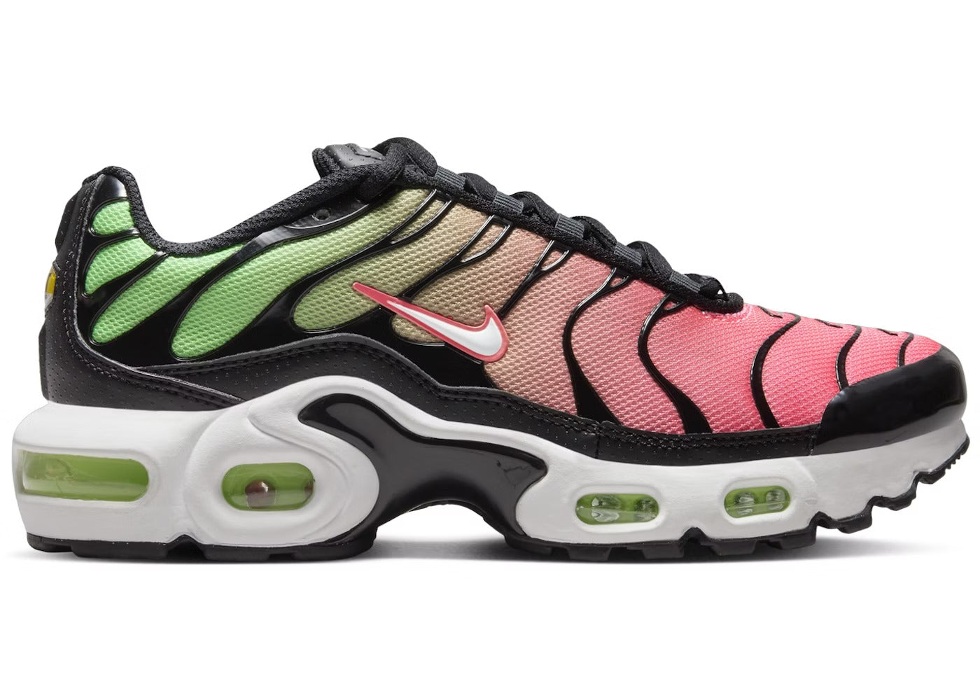 NIKE AIR MAX PLUS TN BLACK GREEN STRIKE FLASH CRIMSON (GS)